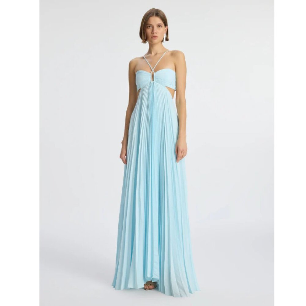 A.L.C. Moira Matte Pleated Dress in Light Blue